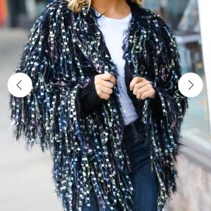 NWT Haptics Size Small Black Fringe Oversized Cardigan